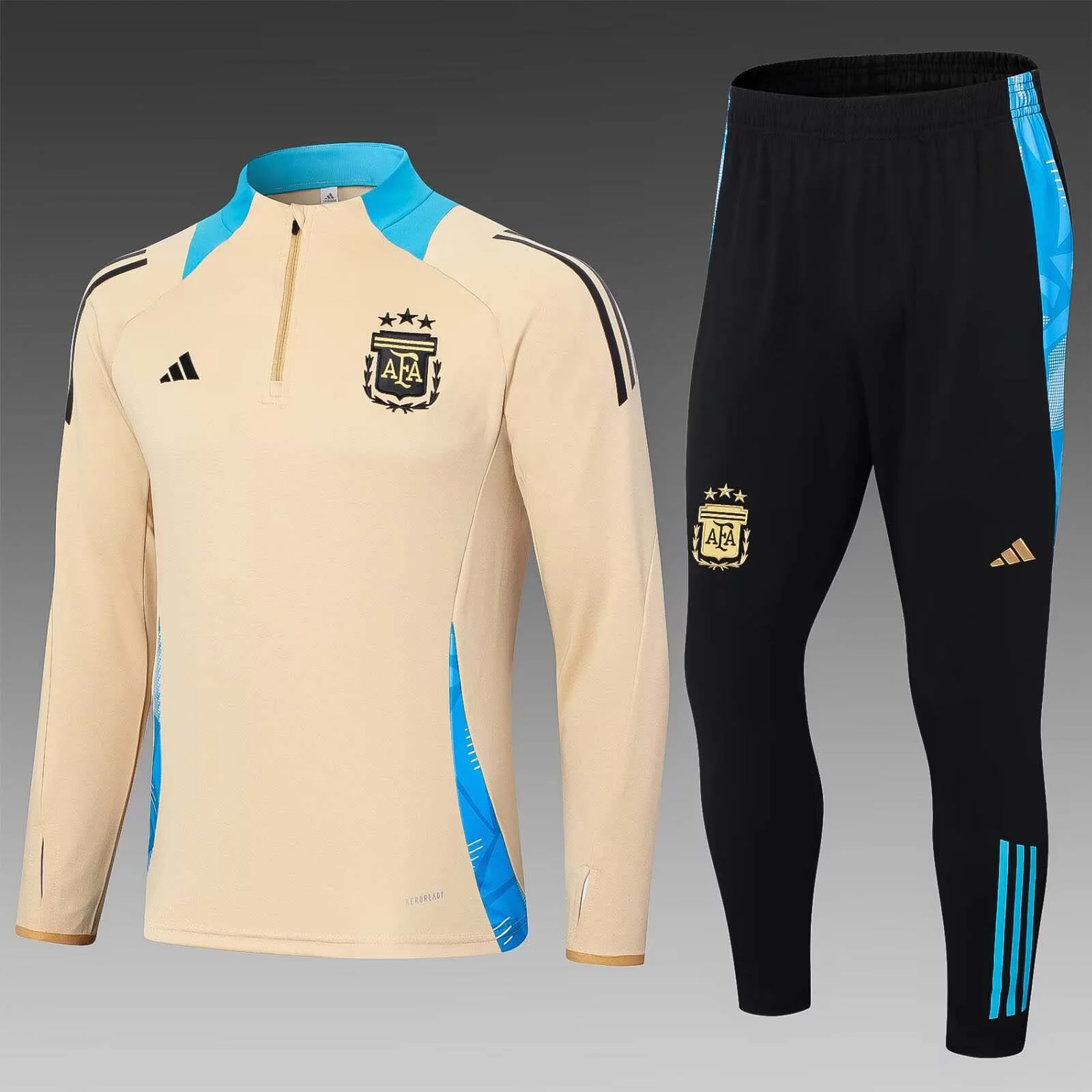 2024 Argentina Half-Pull Training Suit Khaki Football Shirt  Set