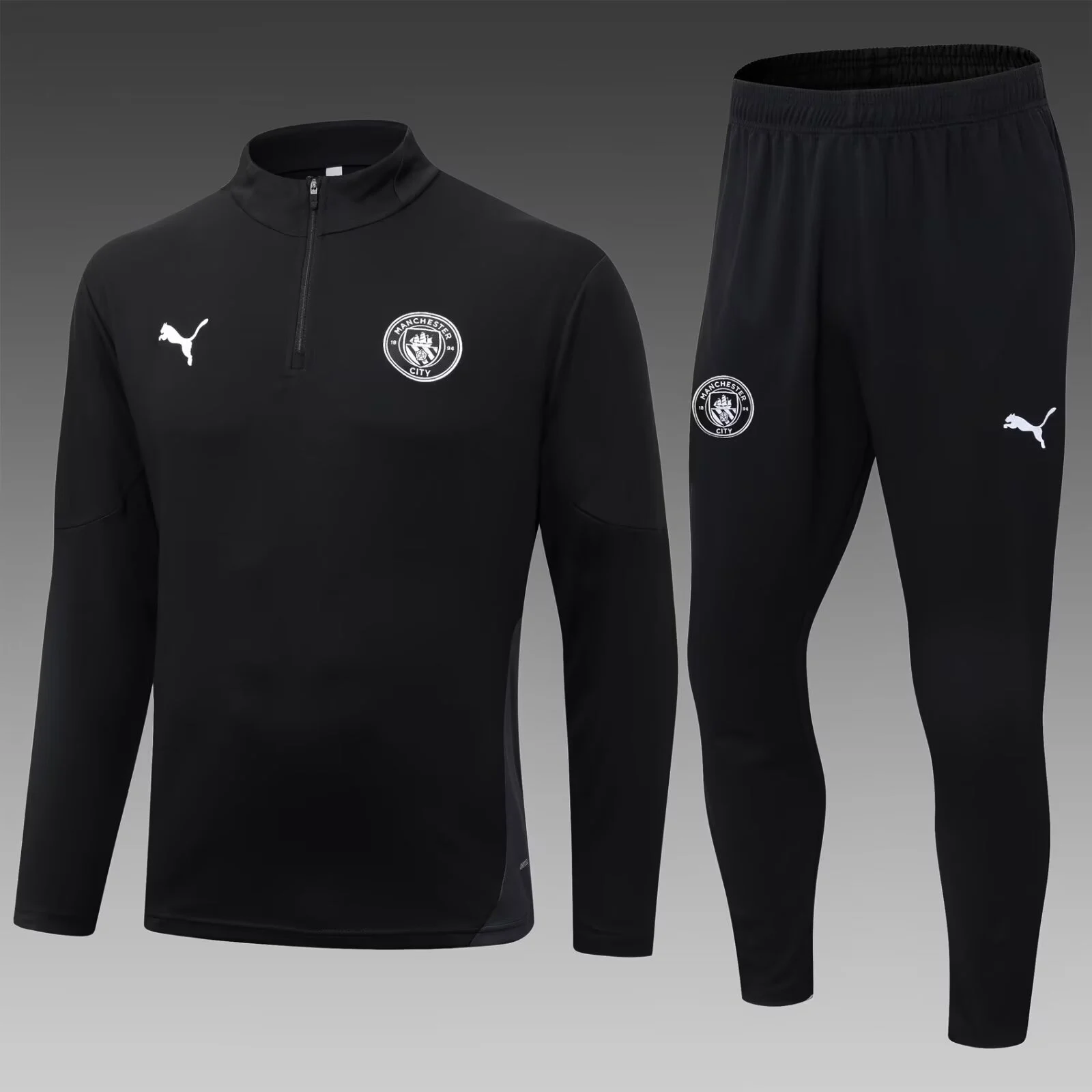 2025/2026 Manchester City Half-Pull Training Suit Black Football Shirt Set