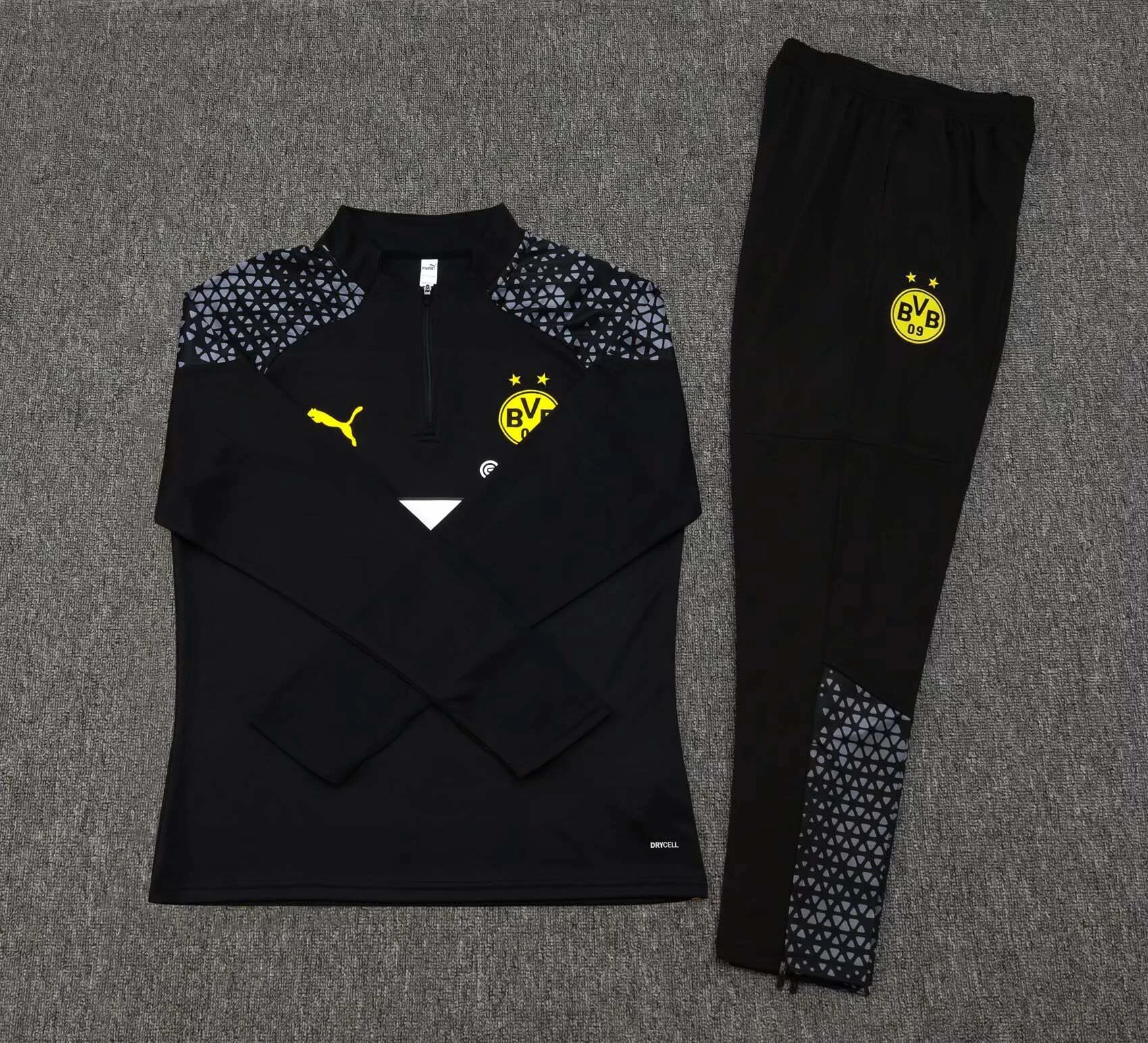 2023/2024 Dortmund Half-Pull Training Suit Black Football Shirt Set - 图片 7