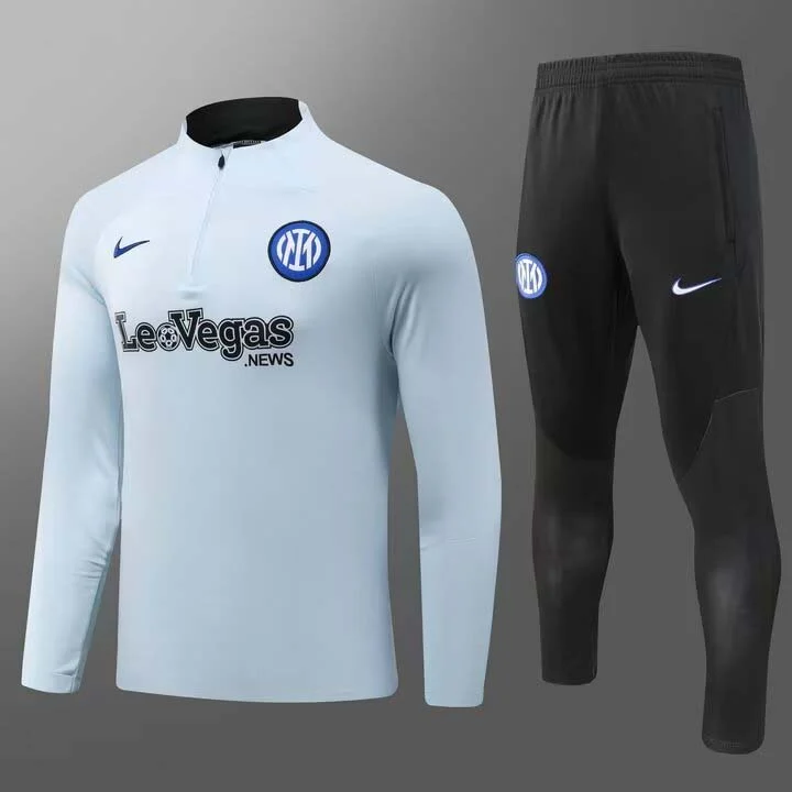 2023 Internazionale Milan Half-Pull Training Suit Baby blue Football Jersey Set