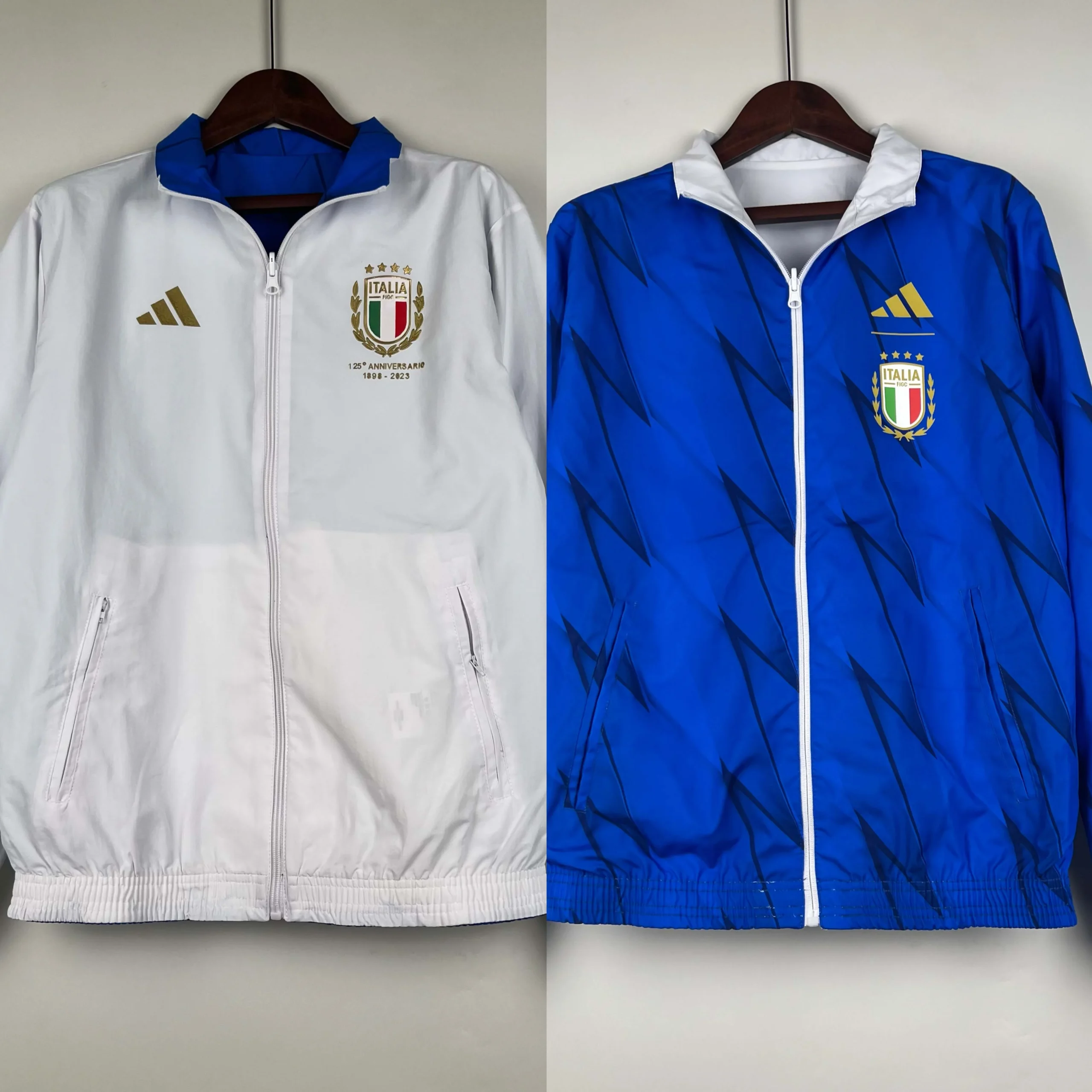2023-2024 Italy Reversible Windbreaker ??White-Blue??Soccer Jersey