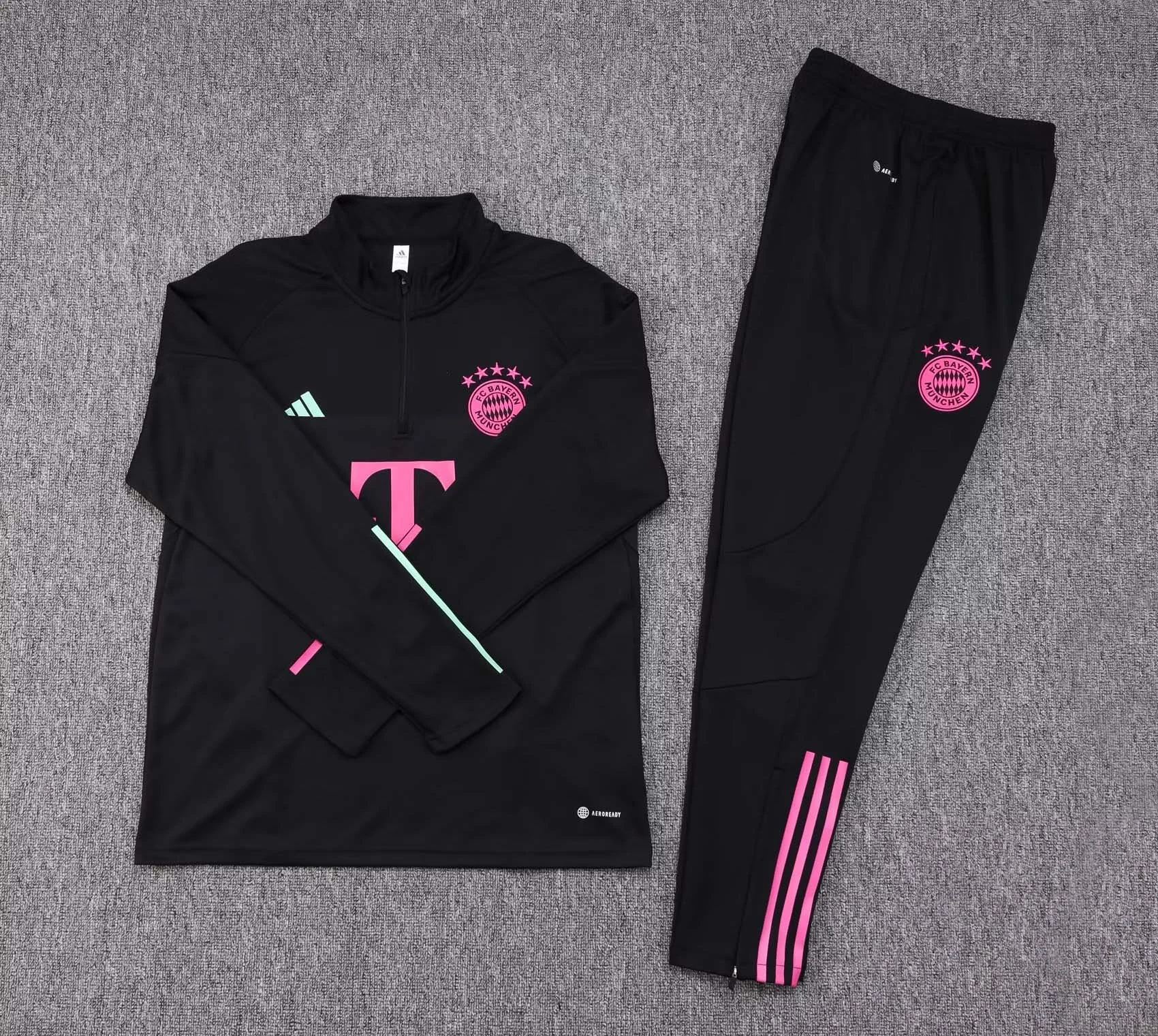 2023/2024 Bayern Munich Half-Pull Training Suit Black Football Shirt Set - 图片 3