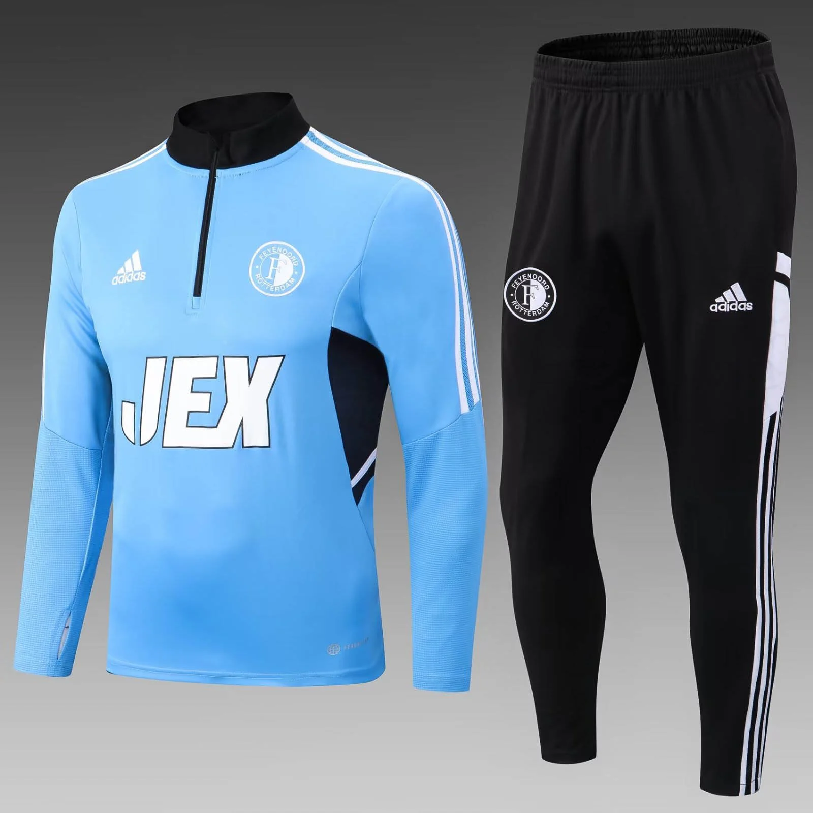 2022/2023 Feyenoord Rotterdam Half-Pull Training Suit Blue Football Shirt Set