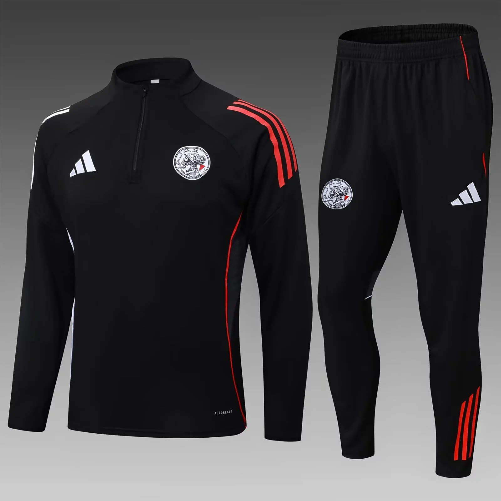 2025/2026 Ajax Half-Pull Training Suit Black Football Shirt Set