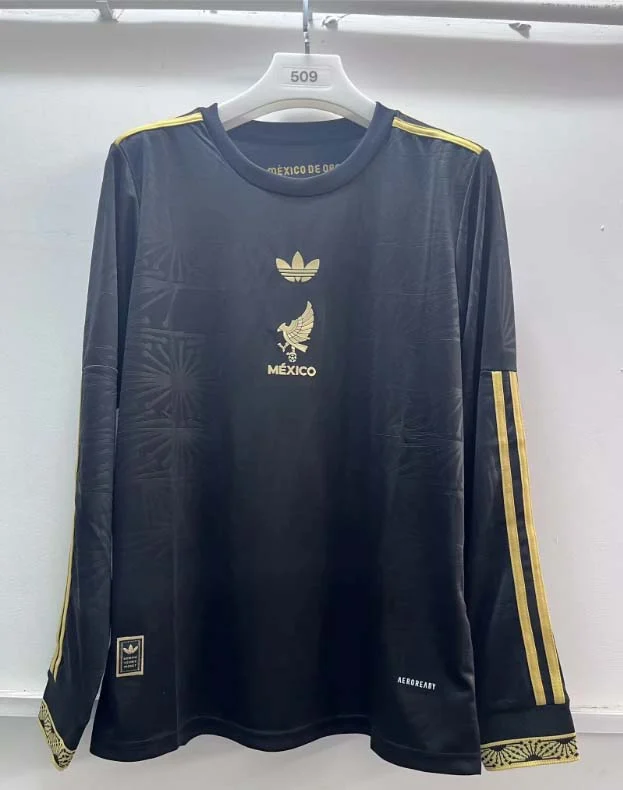 2025 Long Sleeve Mexico National Trophy Edition Black Football Shirt