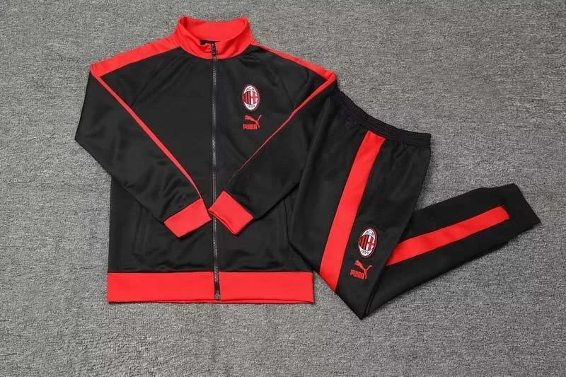 2023/2024 AC Milan Long Zipped Jacket Black Soccer Jersey Set - 图片 3