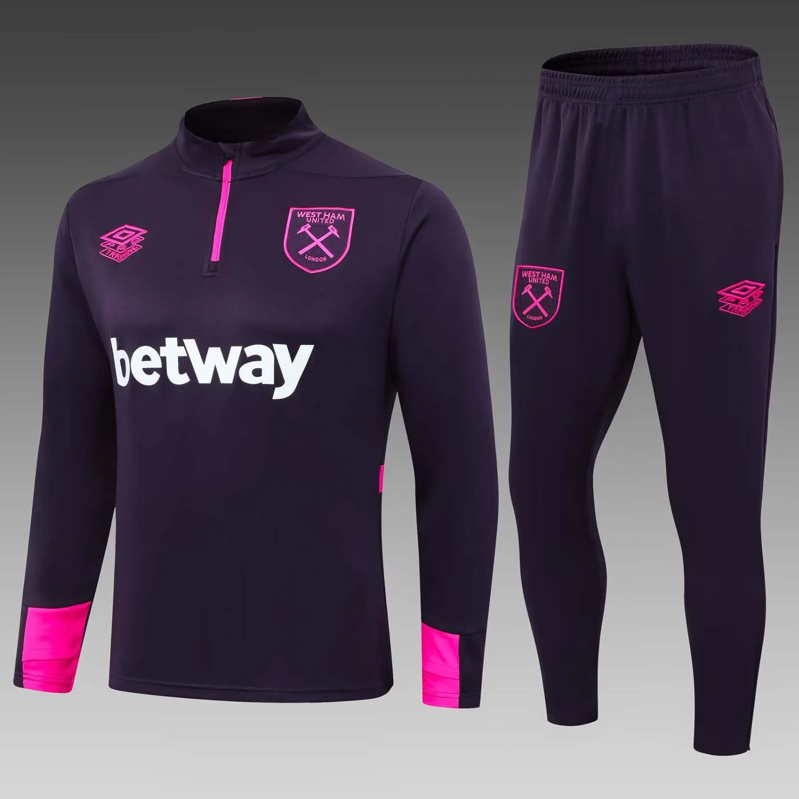 2024/2025 West Ham United Half-Pull Training Suit Purple Football Shirt Set