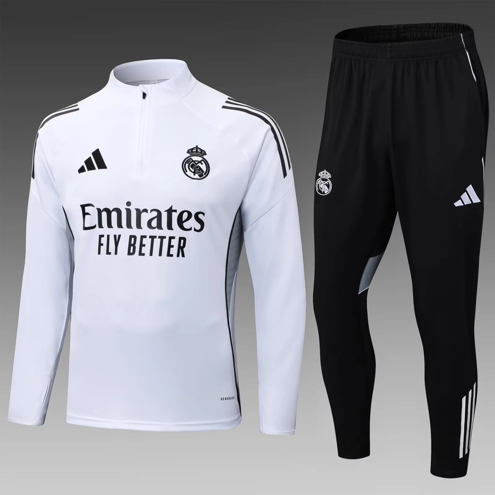 2025/2026 Real Madrid Half-Pull Training Suit White Football Shirt Set