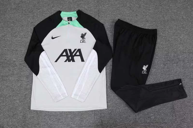2023/2024 Liverpool Half-Pull Training Suit Gray-white Jersey Set - 图片 3