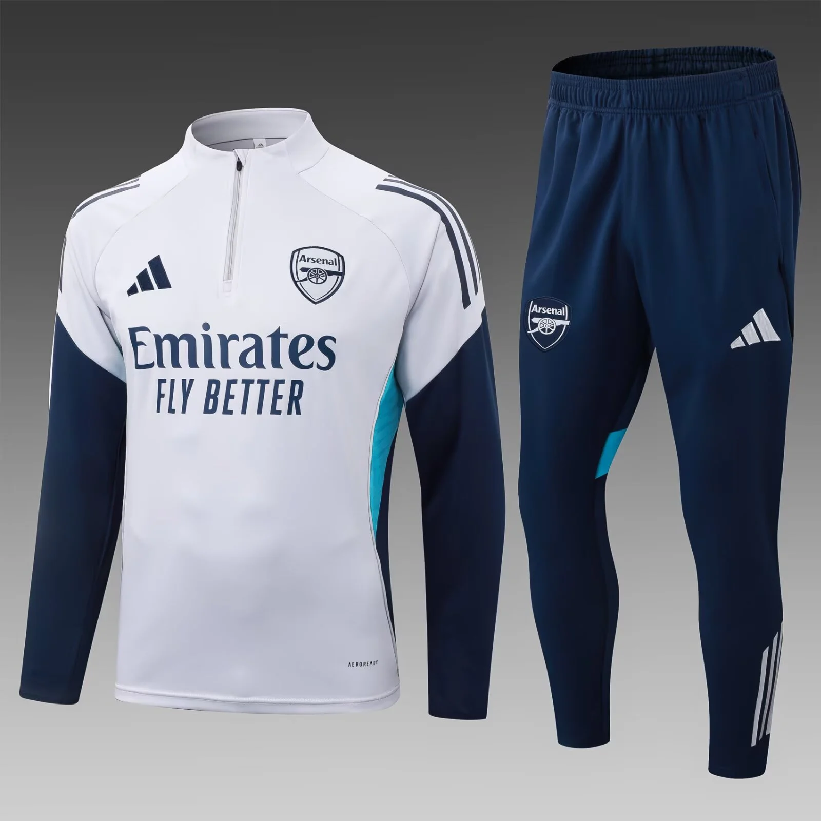 2025/2026 Arsenal Half-Pull Training Suit Light Gray Football Shirt Set