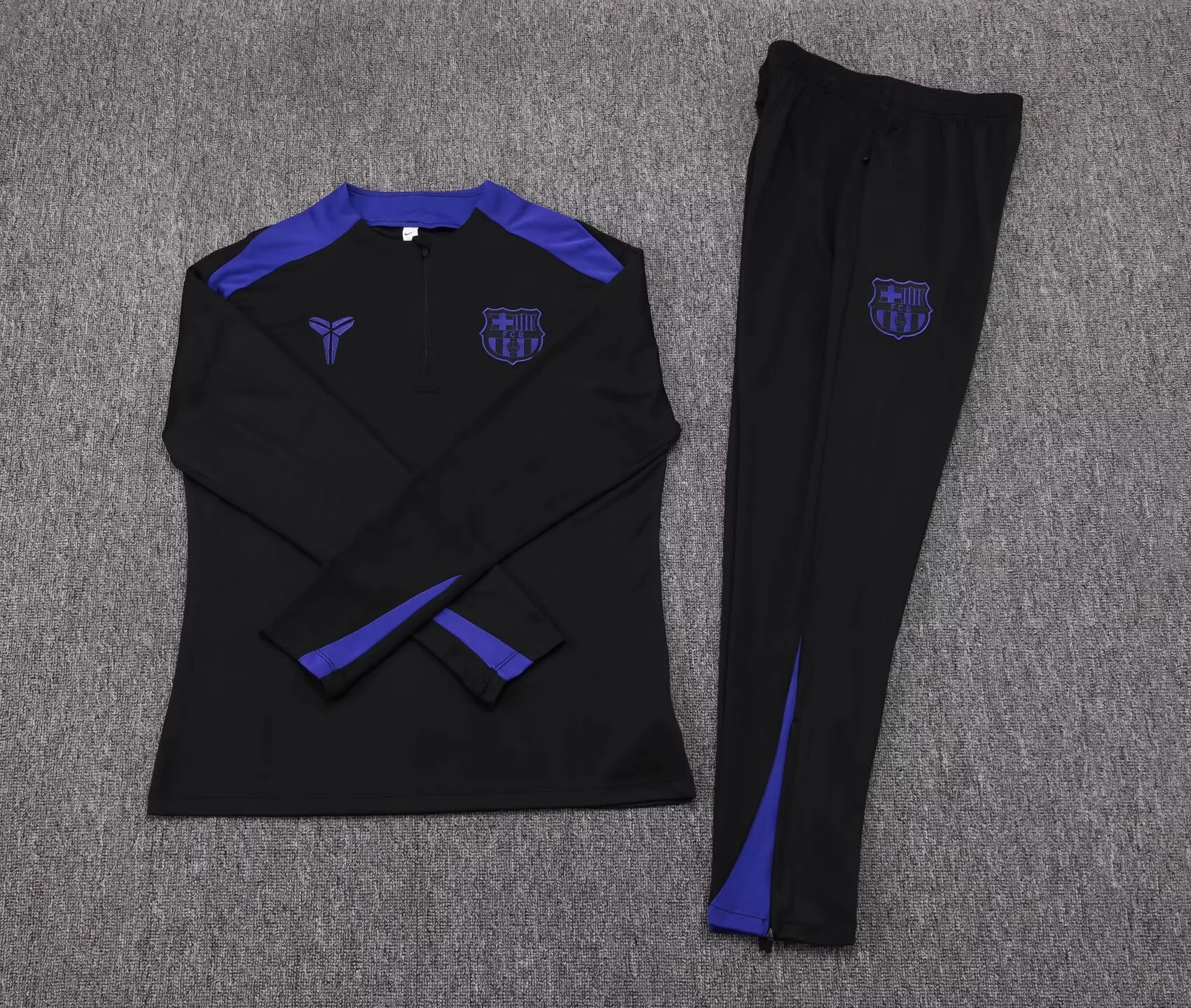 2025/2026 Barcelona Half-Pull Training Suit Black Jersey Set - 图片 7