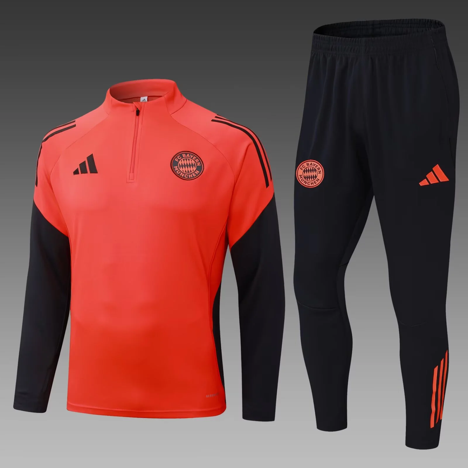 2025/2026 Bayern Munich Half-Pull Training Suit Orange-Red Football Shirt Set