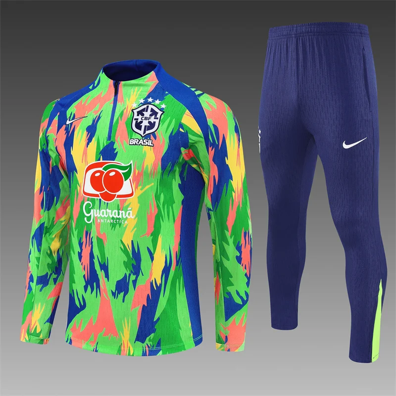 2026 Brazil Half-Zip Colorful Training Suit Football Jersey  Suit