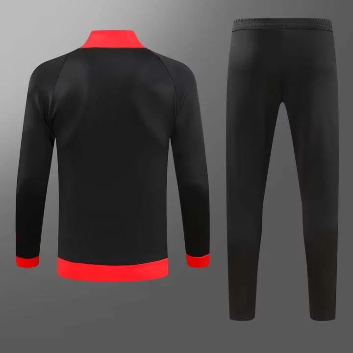 2023/2024 AC Milan Long Zipped Jacket Black Soccer Jersey Set - 图片 2