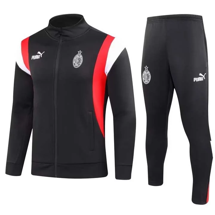2023/2024 AC Milan Long Zipped Jacket Black Soccer Jersey Set