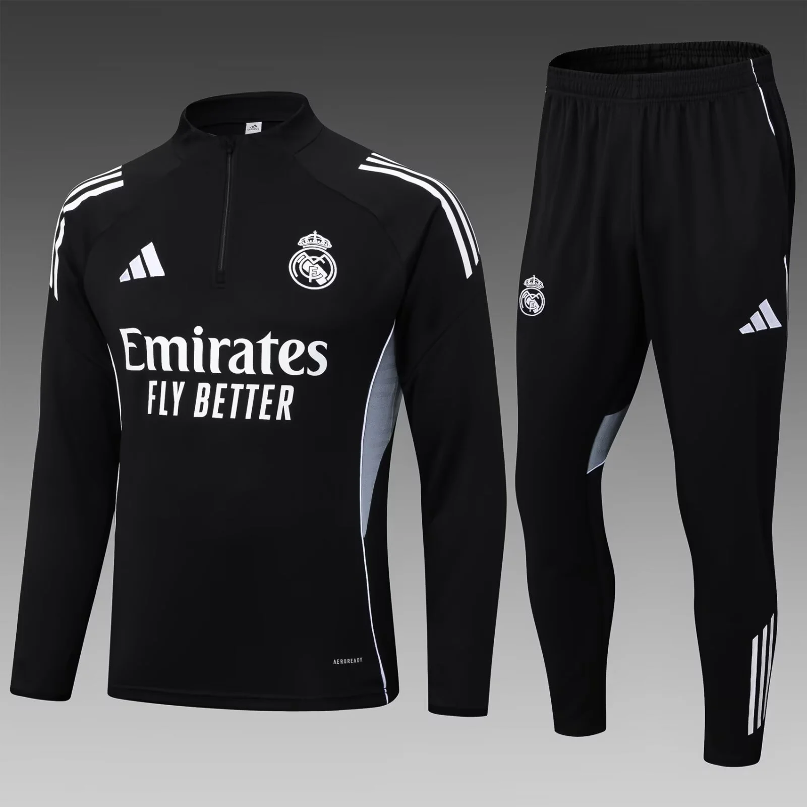 2025/2026 Real Madrid Half-Pull Training Suit Black Football Shirt Set