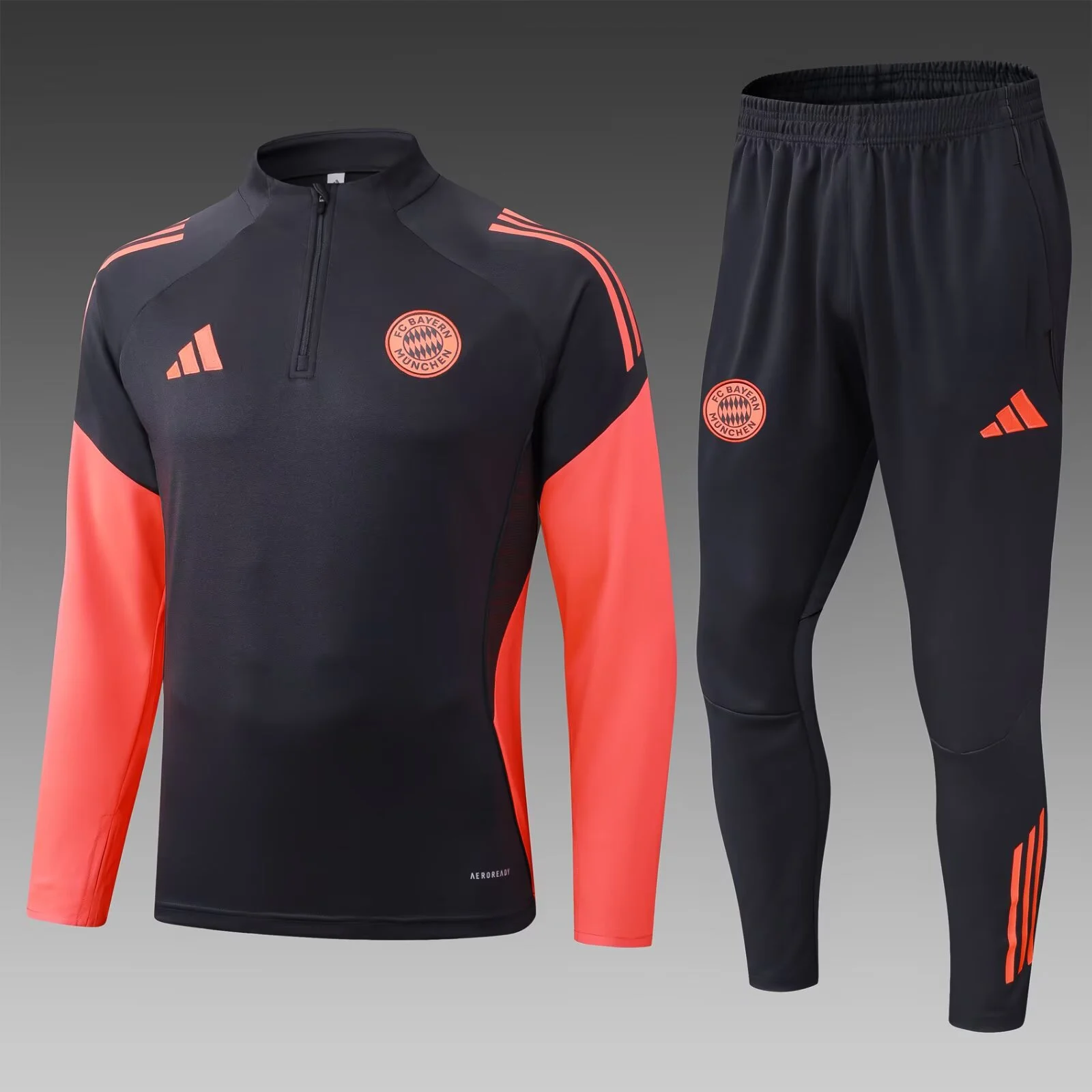 2025/2026 Bayern Munich Half-Pull Training Suit Black Football Shirt Set