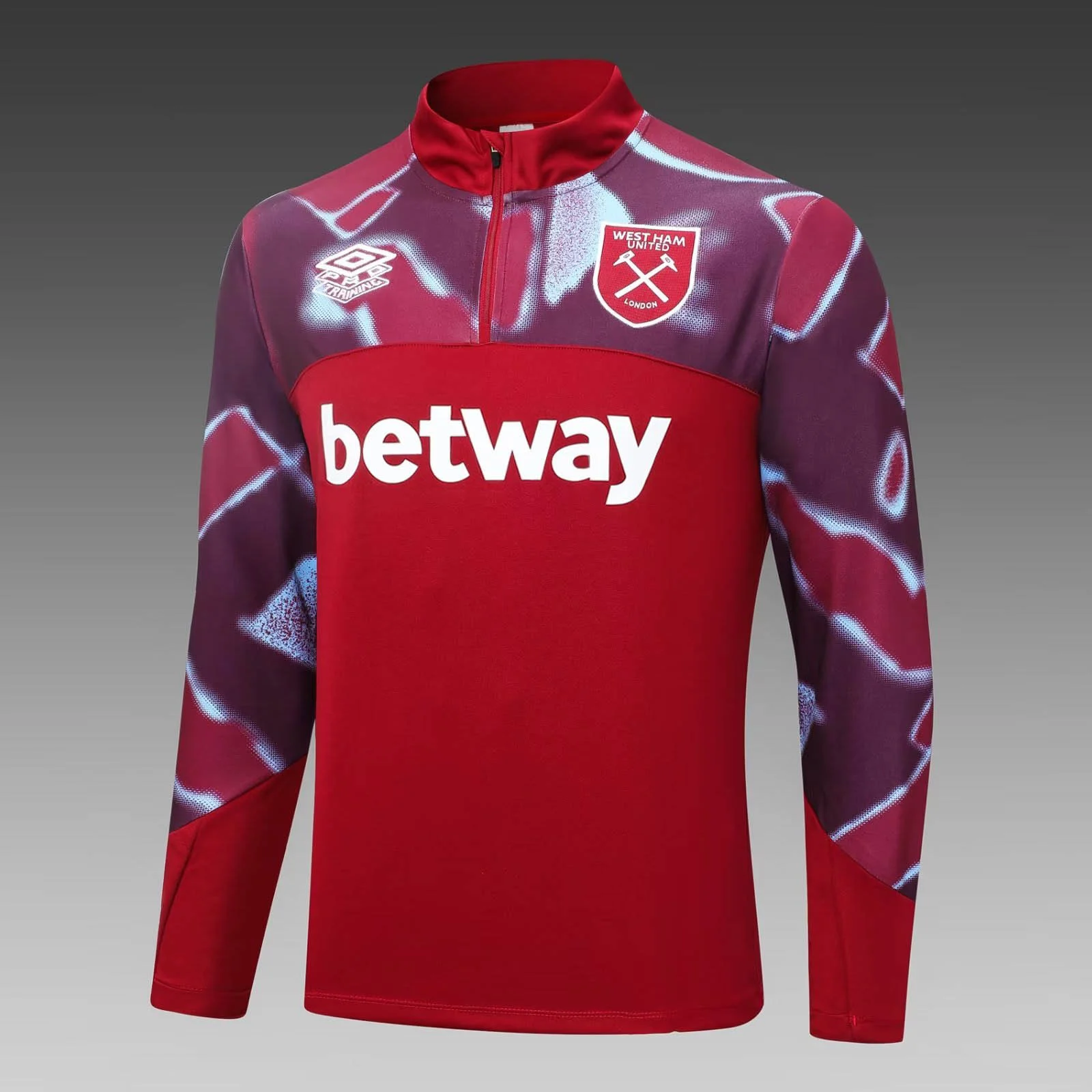 2022/2023 West Ham United Half-Pull Training Suit Red Football Shirt Set - 图片 3