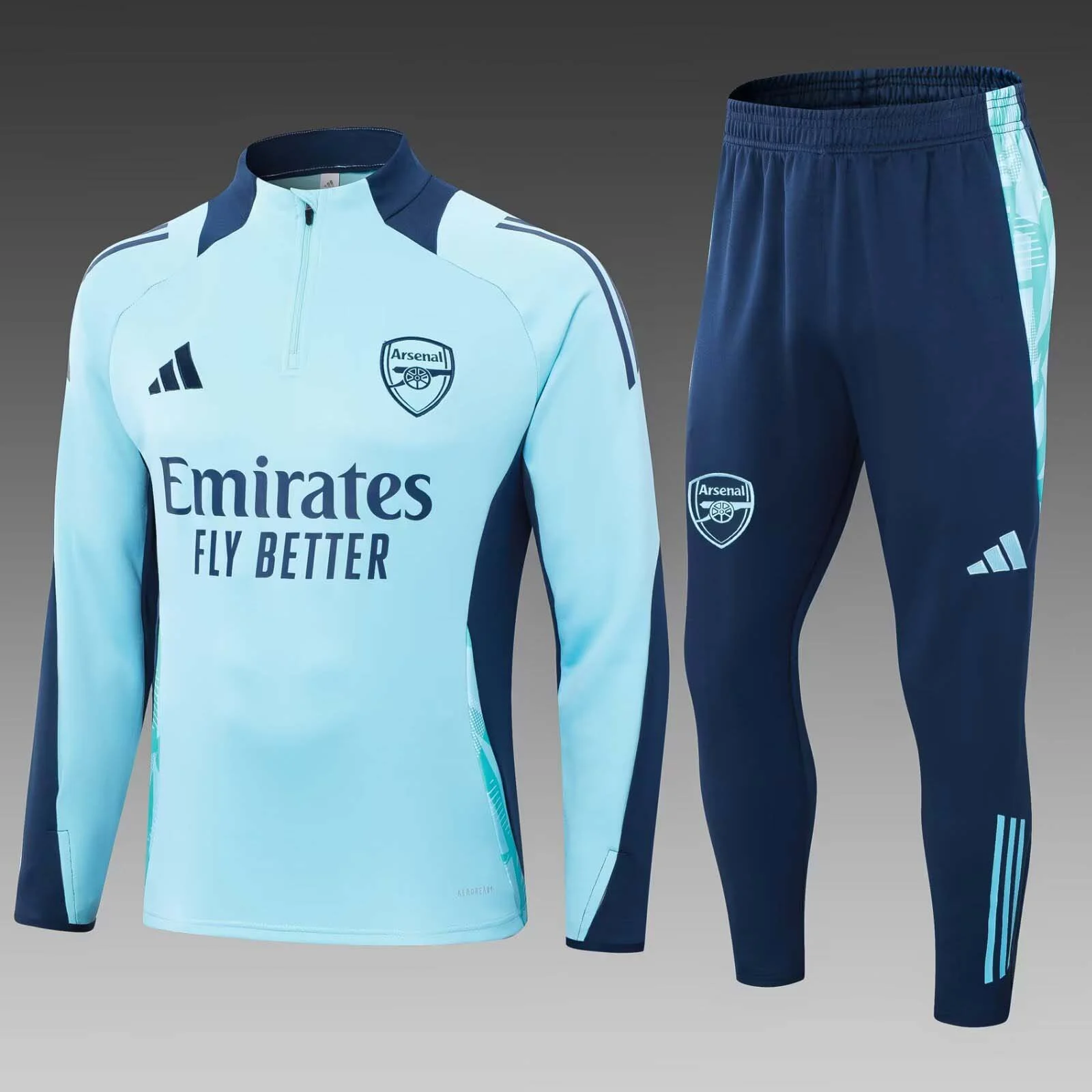 2024/2025 Arsenal Half-Pull Training Suit Baby blue Football Shirt  Set