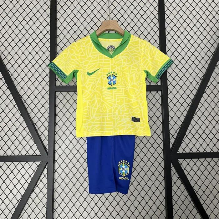 2024 Brazil Home Football Shirt  Kids Size