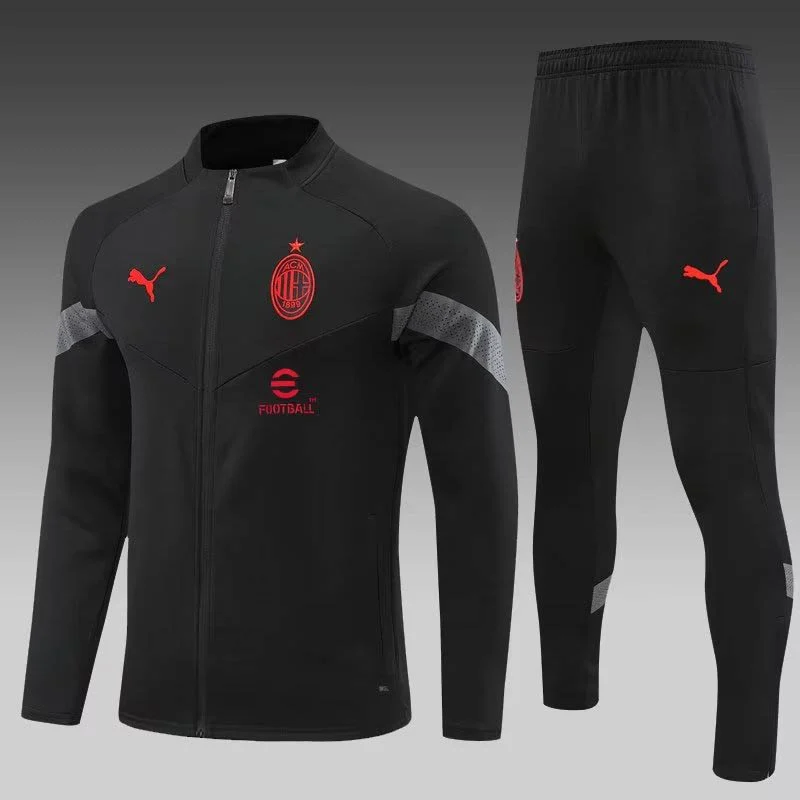 2022/2023 AC Milan Long Zipped Jacket Black Soccer Jersey Set