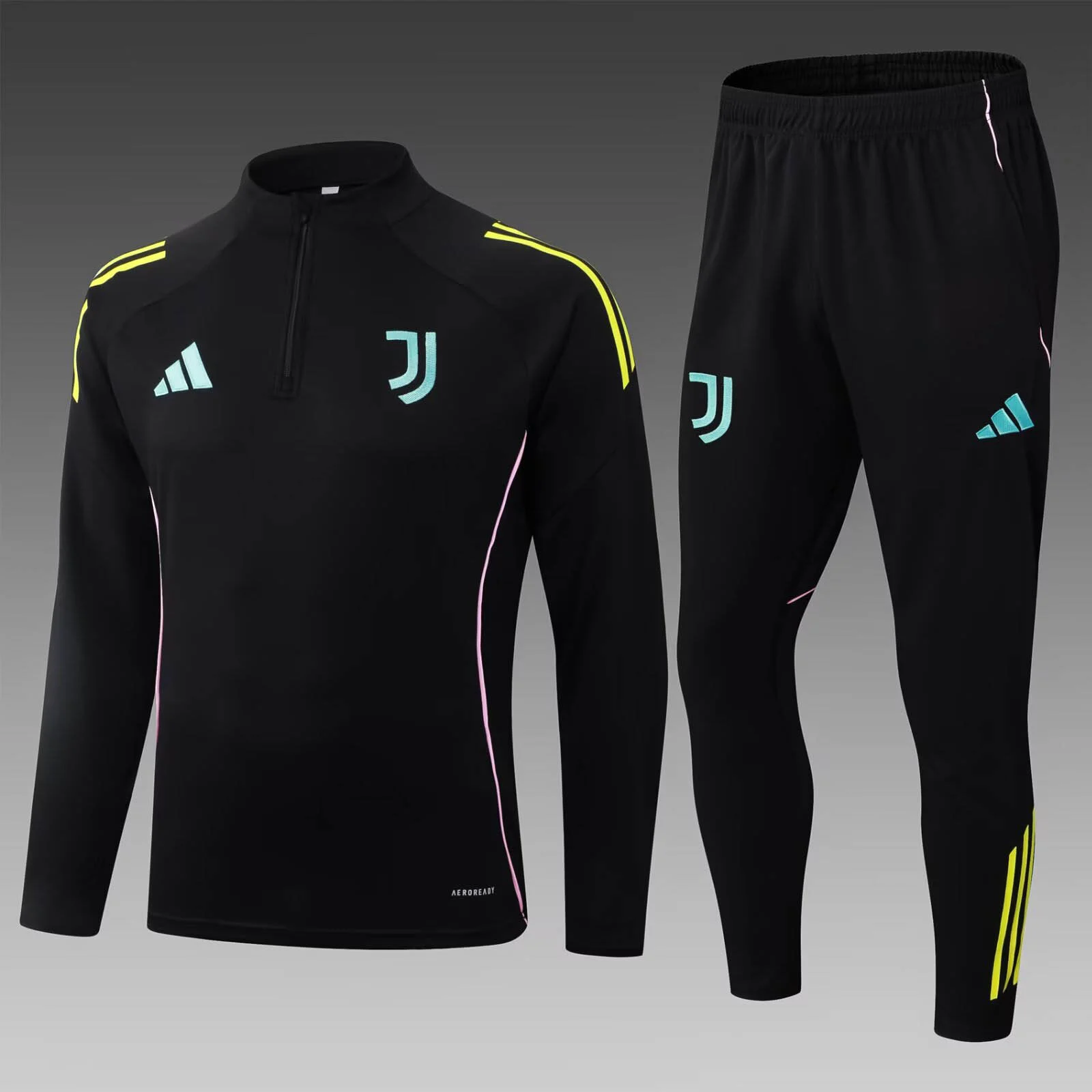2025/2026 Juventus Half-Pull Training Suit Black Football Shirt Set