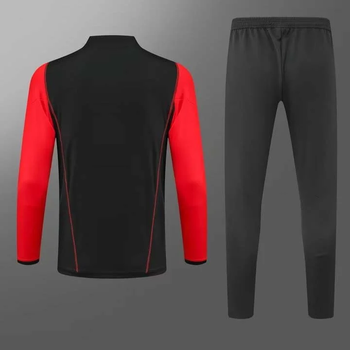 2023/2024 Rome Munich Half-Pull Training Suit Black Football Shirt Set - 图片 2