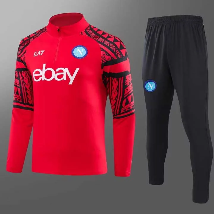 2023-2024 Napoli Half-Pull Training Suit Red Football Shirt Set