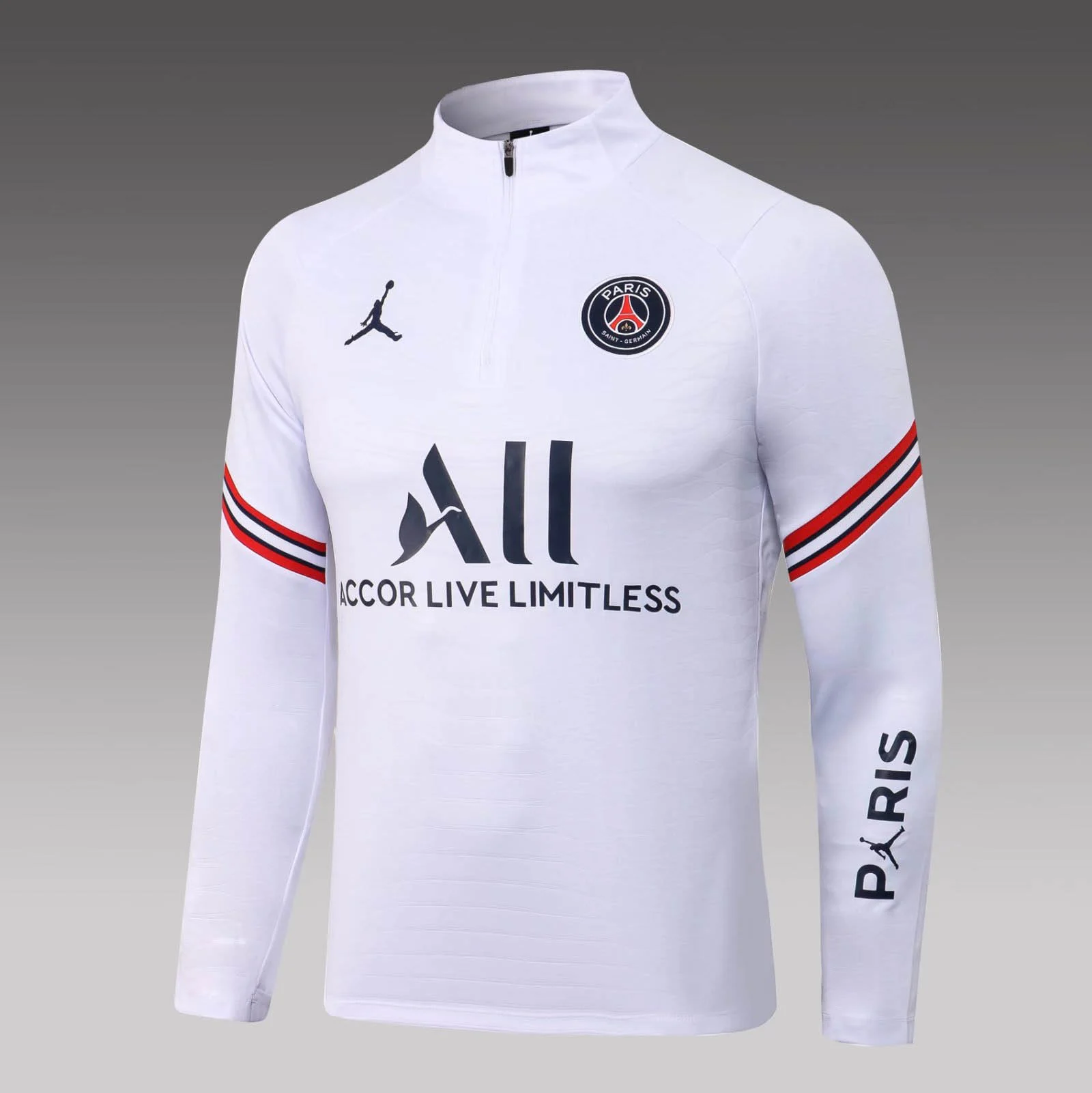 2021/2022 Psg Paris Saint-Germain Half-Pull Training Suit White Set - 图片 3