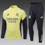 2025/2026 Real Madrid Half-Pull Training Suit Pale Yellow Football Shirt Set