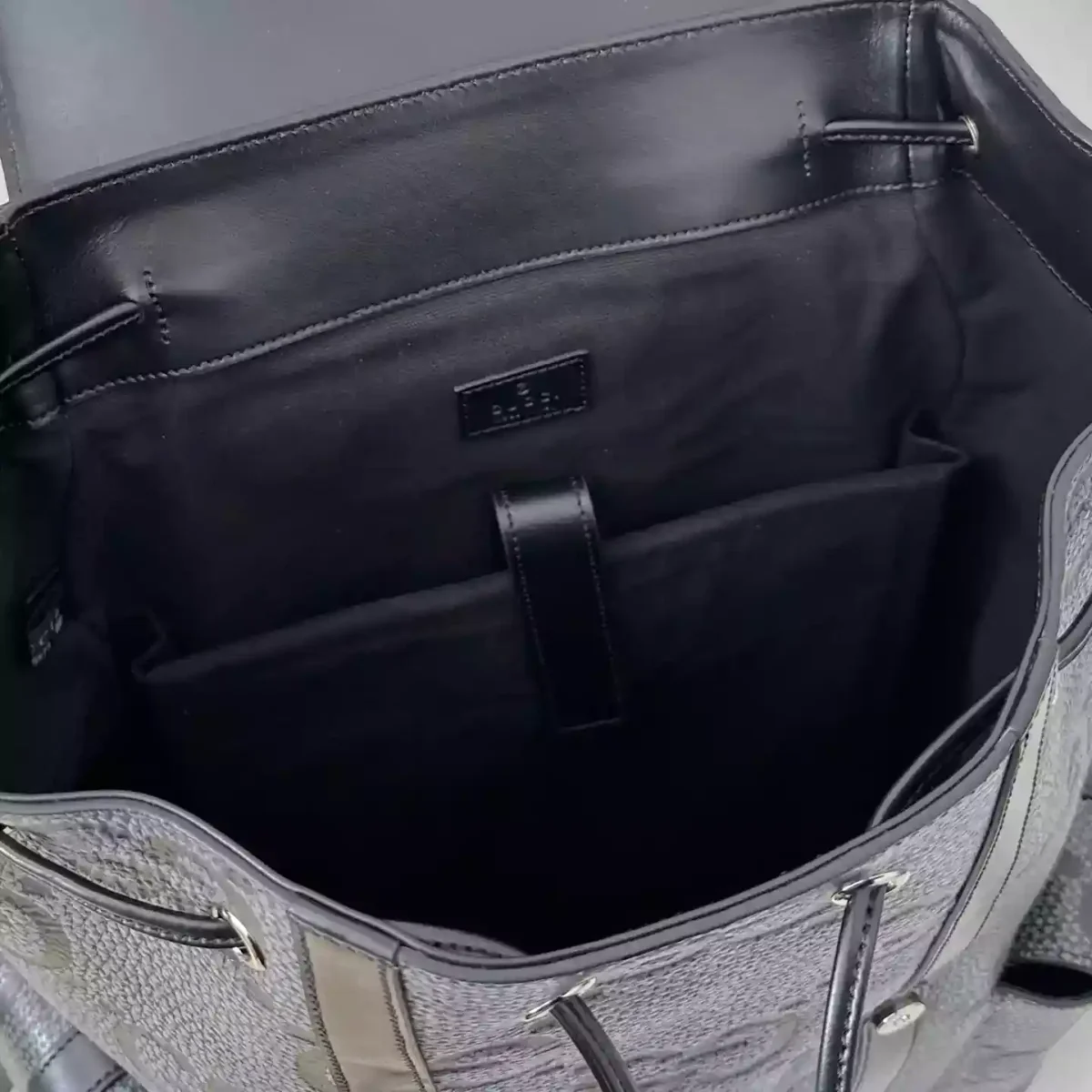 GG jumbo large backpack in grey and black GG leather – BG076 - Image 2