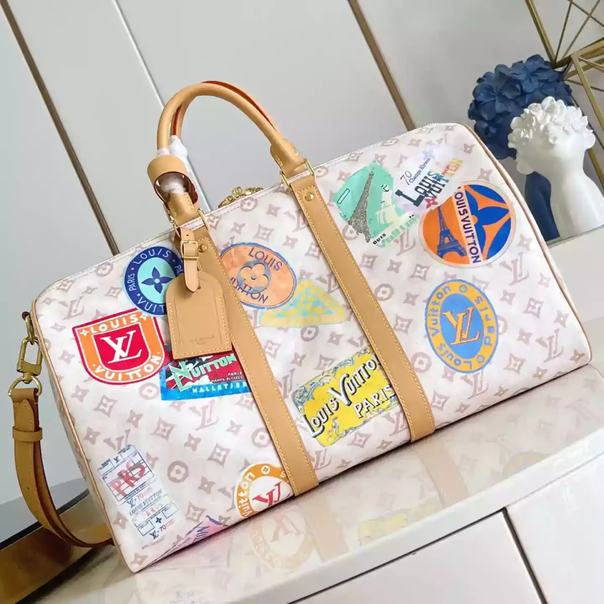 KEEPALL BANDOULIERE 45 MONOGRAM DUNE CANVAS – LW309 - Image 3