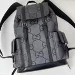 GG jumbo large backpack in grey and black GG leather – BG076 - Image 6