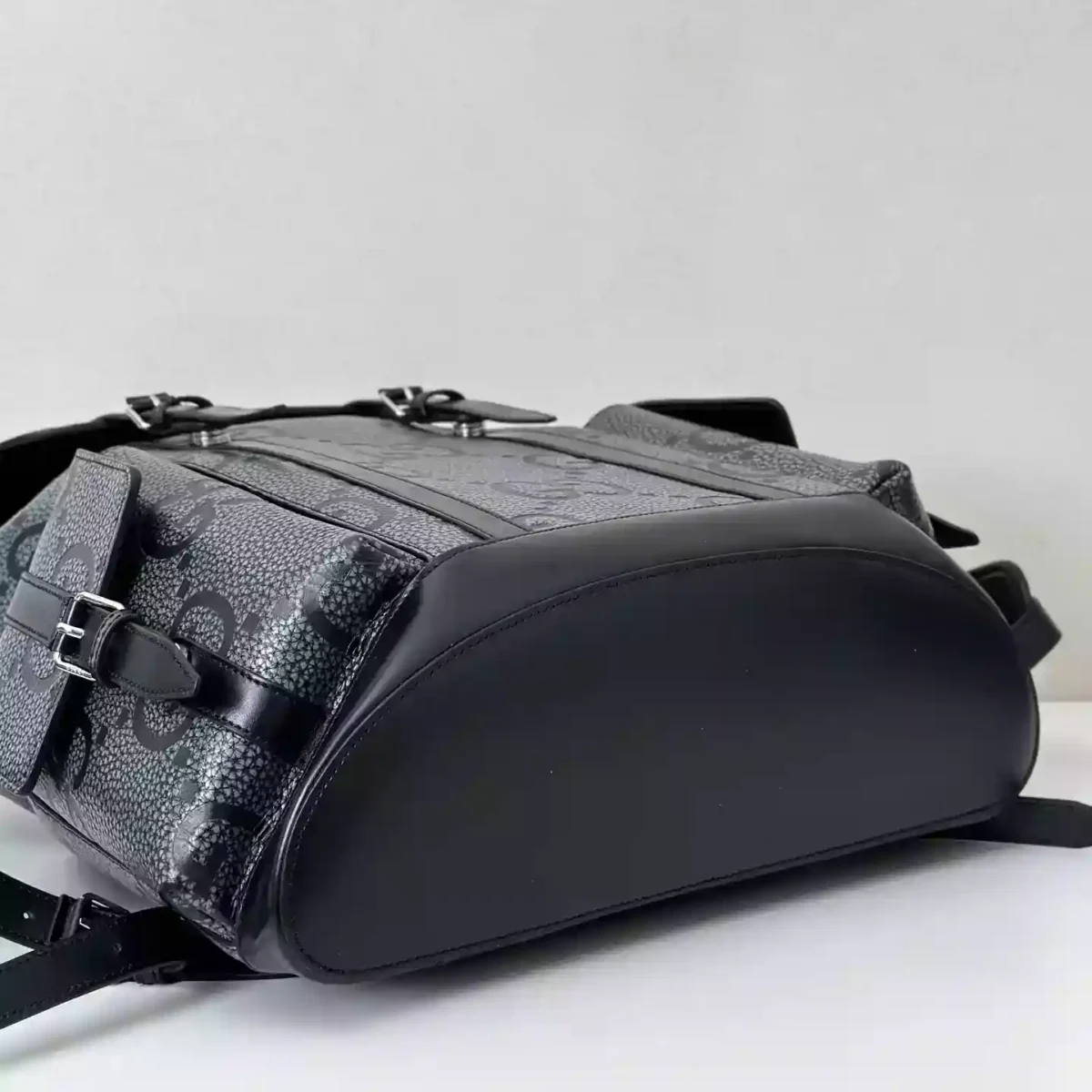 GG jumbo large backpack in grey and black GG leather – BG076 - Image 7