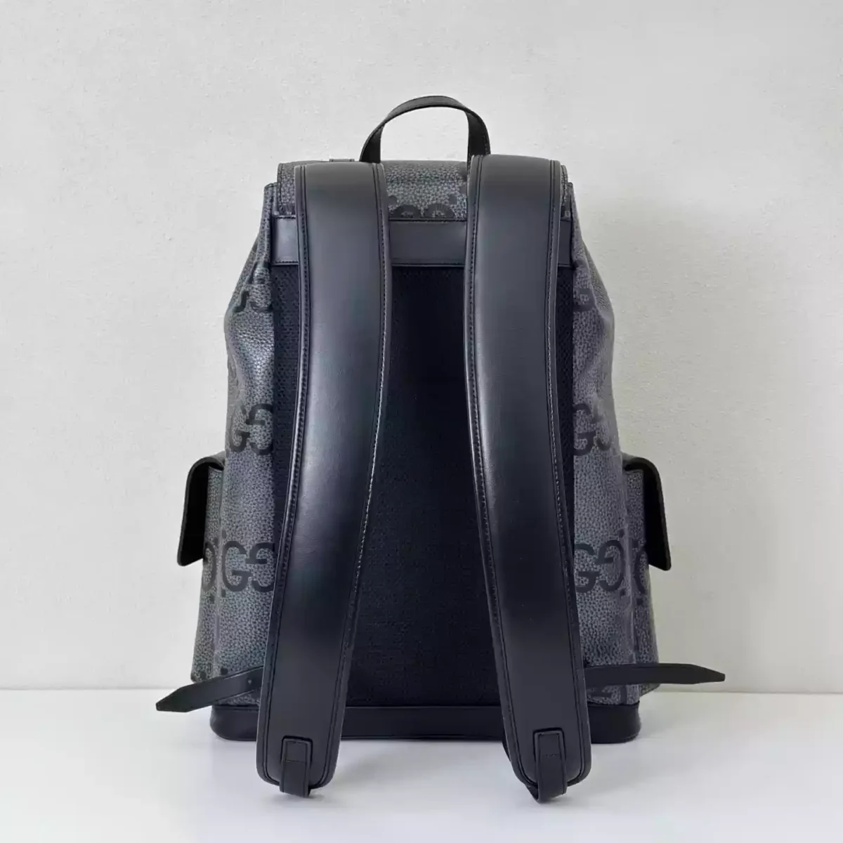 GG jumbo large backpack in grey and black GG leather – BG076 - Image 8