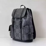 GG jumbo large backpack in grey and black GG leather – BG076 - Image 9