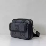 GG jumbo large belt bag in grey and black GG leather – BG078 - Image 8