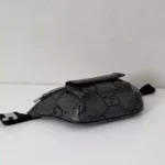GG jumbo large belt bag in grey and black GG leather – BG078 - Image 5