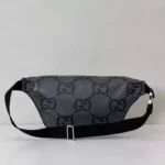 GG jumbo large belt bag in grey and black GG leather – BG078 - Image 2