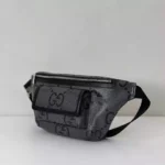GG jumbo large belt bag in grey and black GG leather – BG078 - Image 4