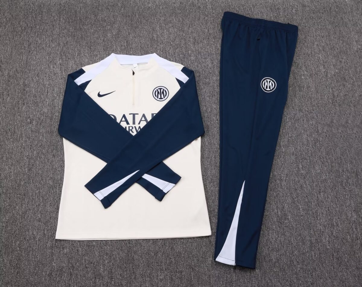 2025/2026 Internazionale Milan Half-Pull Training Suit Beige Football Jersey - Image 7