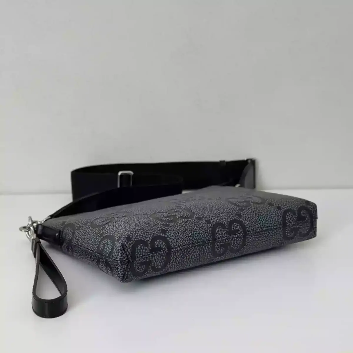 GG jumbo medium crossbody bag in grey and black GG leather – BG079 - Image 4