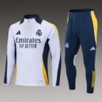 2024/2025 Real Madrid Half-Pull Training Suit White Football Shirt Set