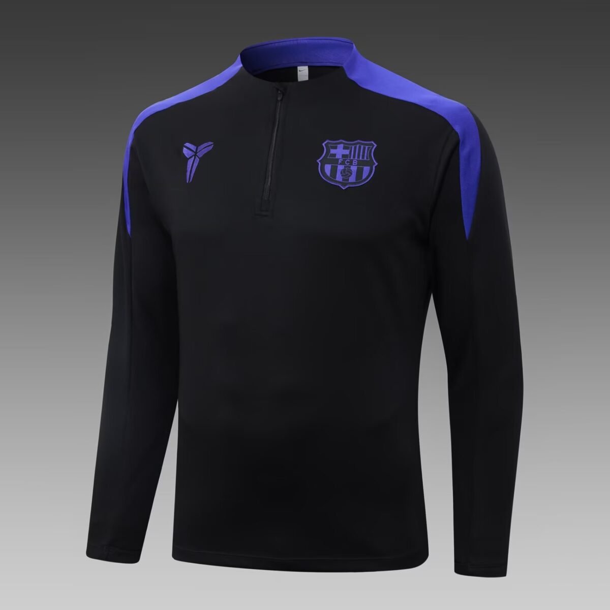 2025/2026 Barcelona Half-Pull Training Suit Black Jersey Set - Image 3