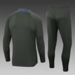 2023/2024 Psg Paris Saint-Germain Half-Pull Training Suit Army green Set - Image 2