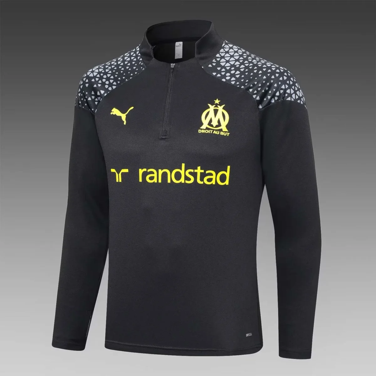 2023/2024 Olympique de Marseille Half-Pull Training Suit Black Football Jersey Set - Image 3
