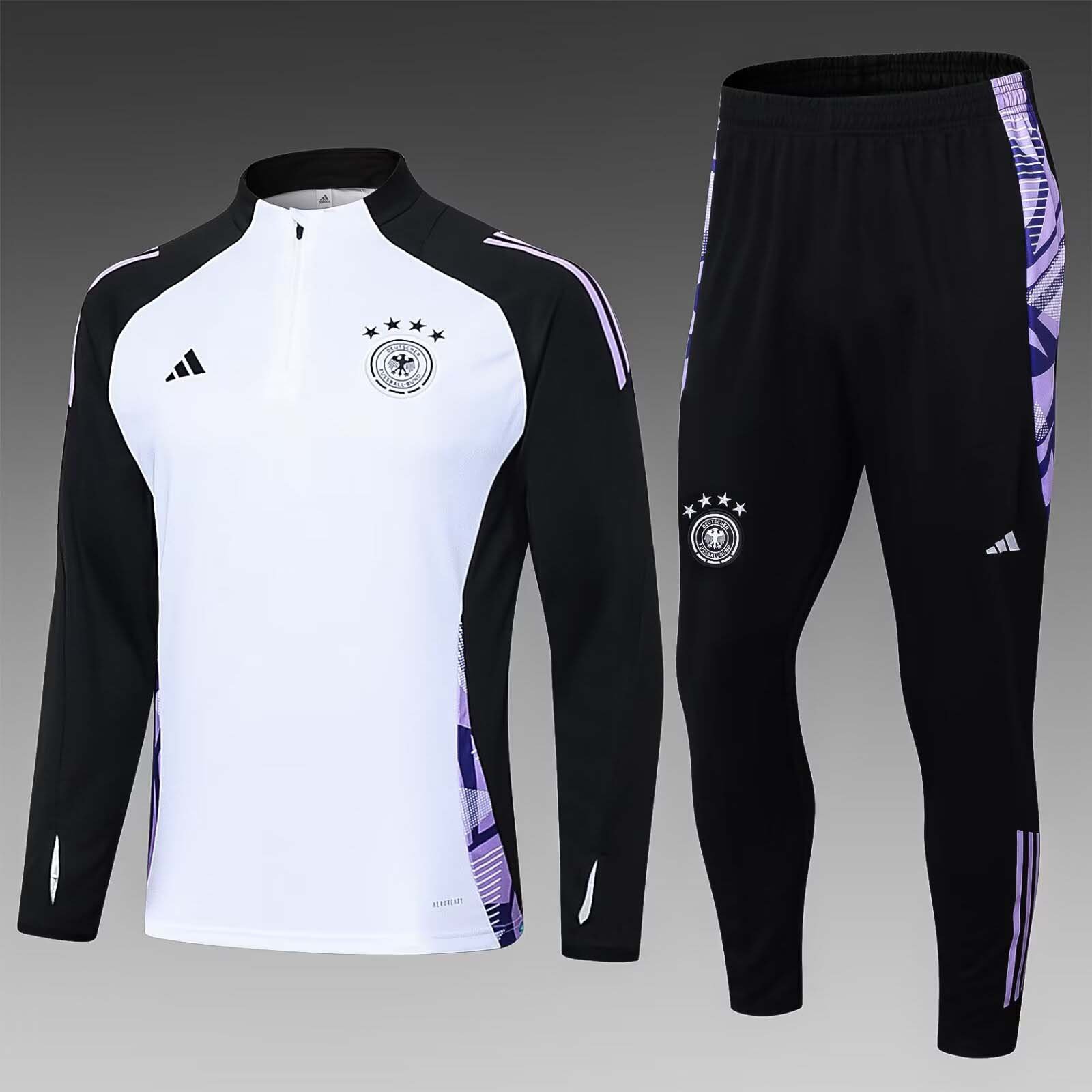 2bacda8788f67797d33cccc098ac569e.jpg 2024 Germany Half-Pull Training Suit White Jersey Set - Image 1