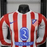 2025/2026 Player Version Long Sleeve Atletico Madrid Home Football Shirt - Image 3