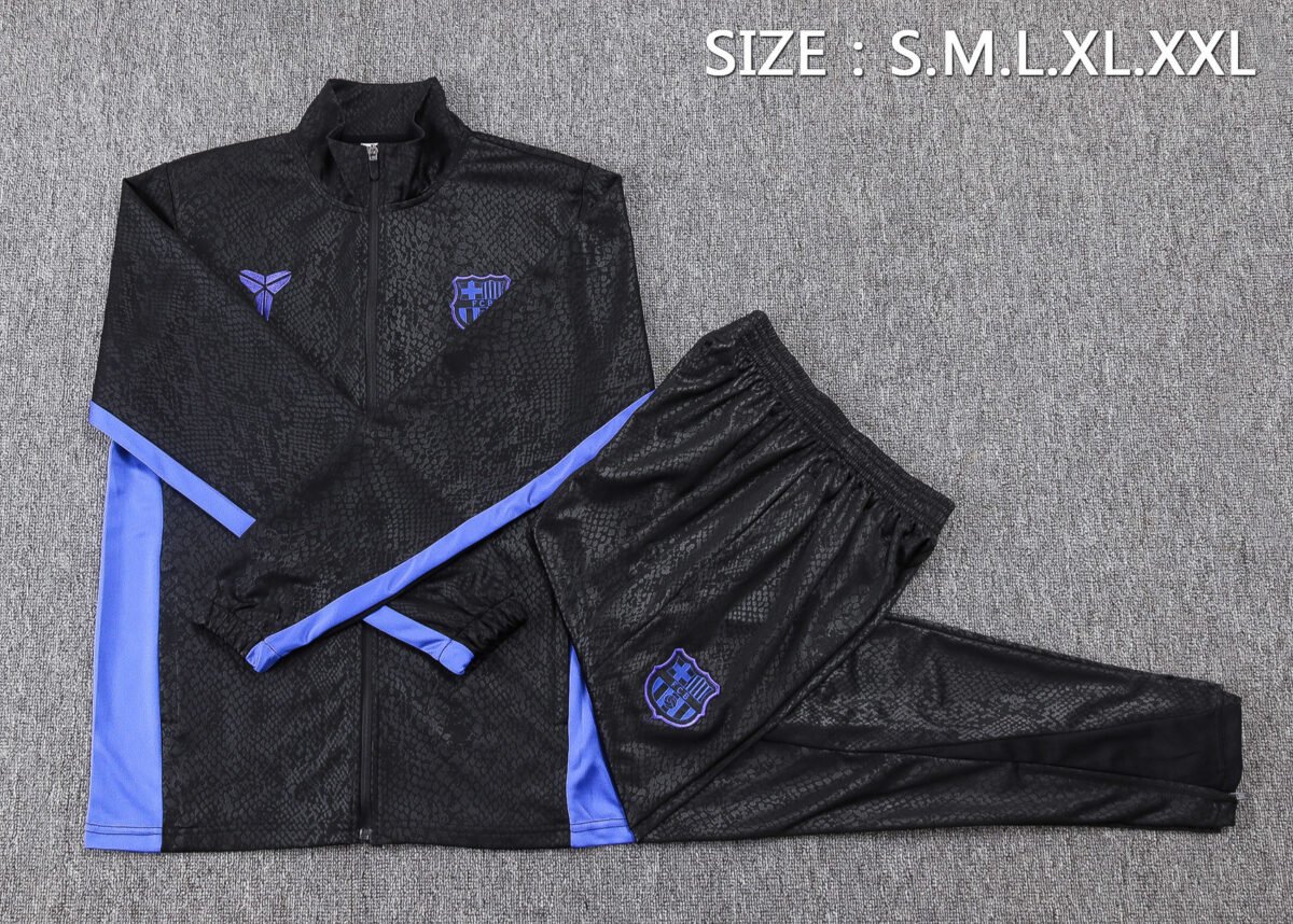 2025/2026 Barcelona Long Zip Jacket Black Jersey Set - Image 3