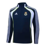 2025-2026 Real Madrid Retro Royal blue Half-Pull Training Suit Football Shirt Set - Image 4